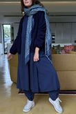 Made in Italy Donegal Cotton Jersey Smock Dress Navy